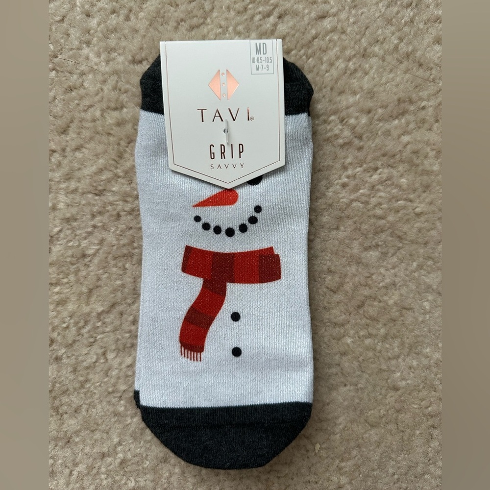Pure barre grip Snowman Socks - Black and White